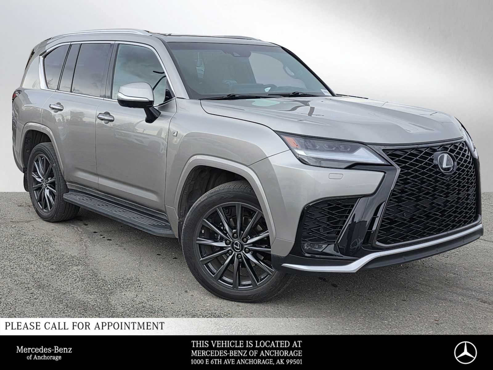2022 Lexus LX 600 F SPORT in Atomic Silver — front three-quarter view